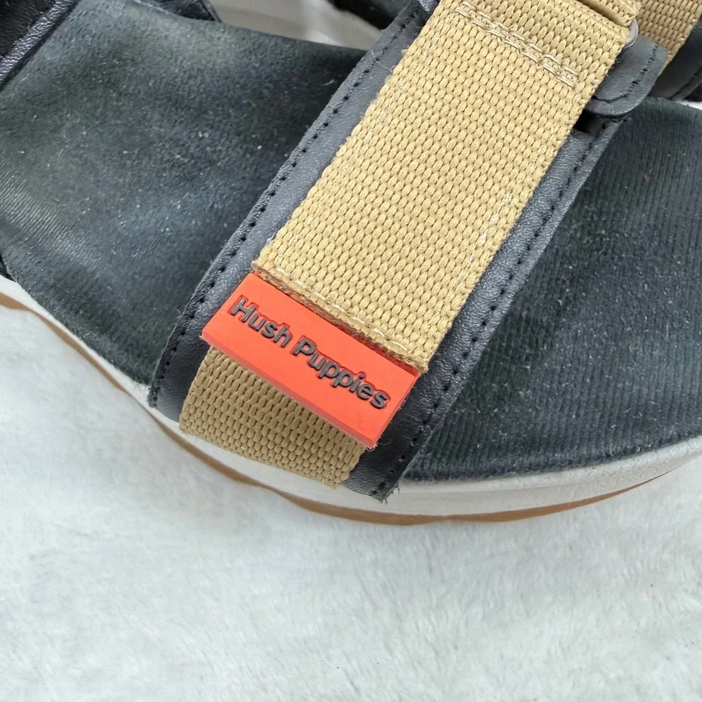 Hush Puppies Brite‎ Jute Black Tan Platform Sporty Sandals HW06698-002 Womens 8